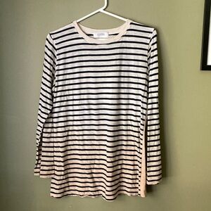 Nicky Garron ombré white to brown stripe shirt.